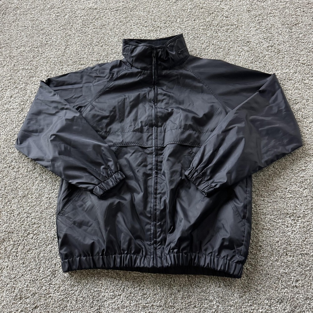 Current Seen Jacket Mens Small Black Nylon Full Zip Elastic Hem Windbreaker